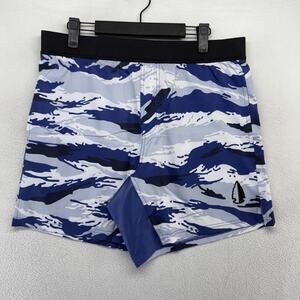 Tachuntfish Shorts men's Large Blue Camo Tiger Stripe Old Skool AUS Pockets NEW